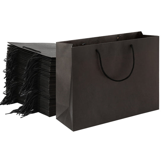 Bulk Retail Kraft Black Paper Bags 50pcs 32x15x34cm