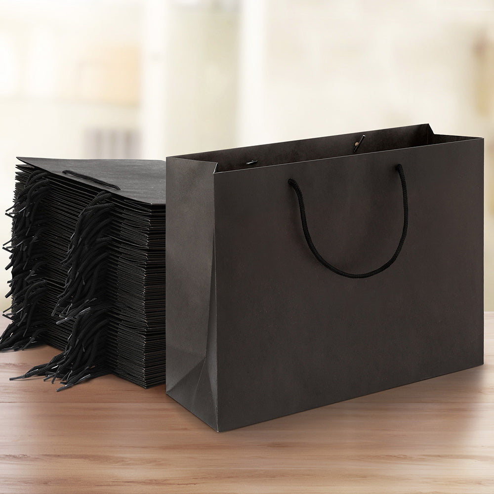 Bulk Retail Kraft Black Paper Bags 50pcs 32x15x34cm